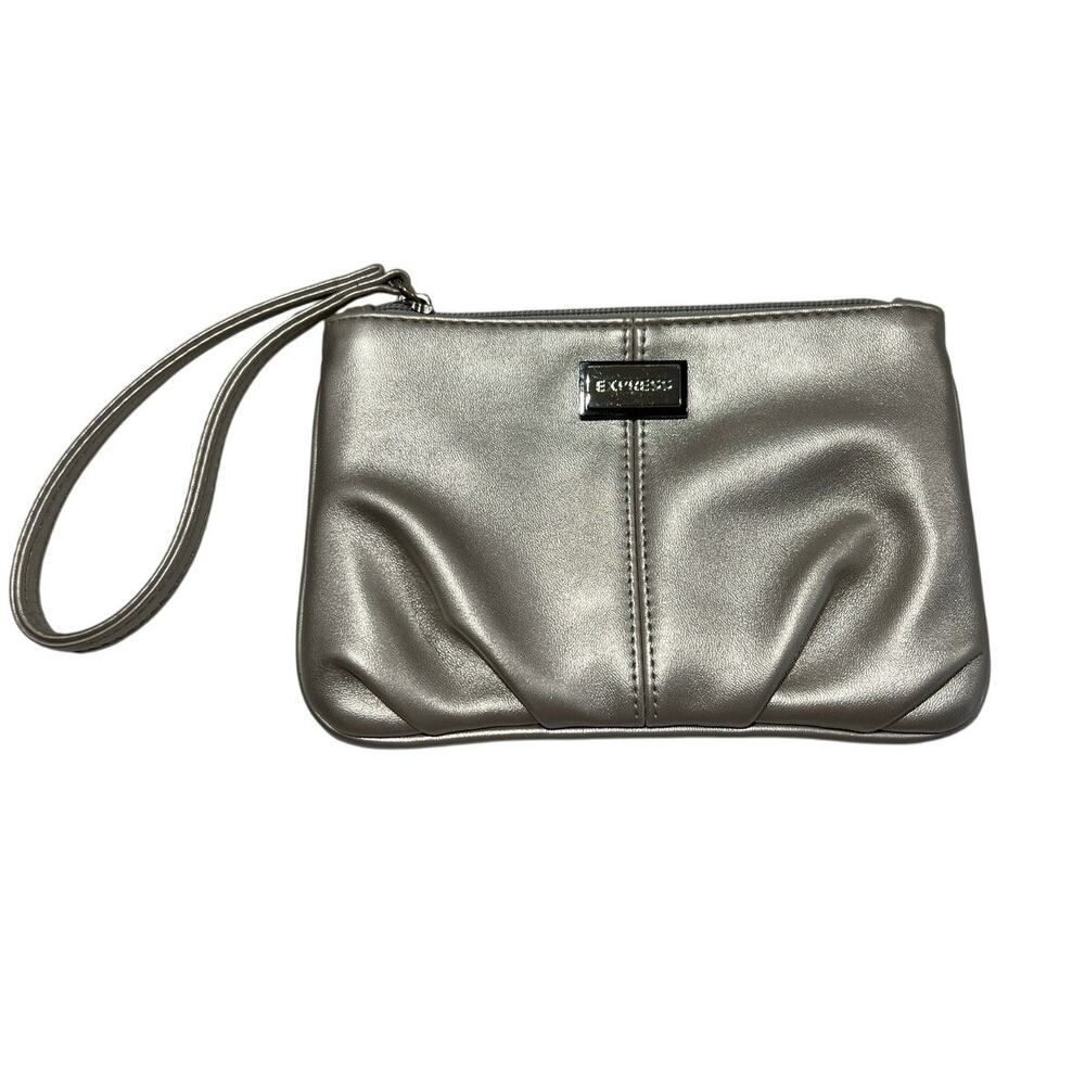 Express Pewter Wristlet w/Strap 5" x 7" Glam Date Night Casual Minimalist Y3k